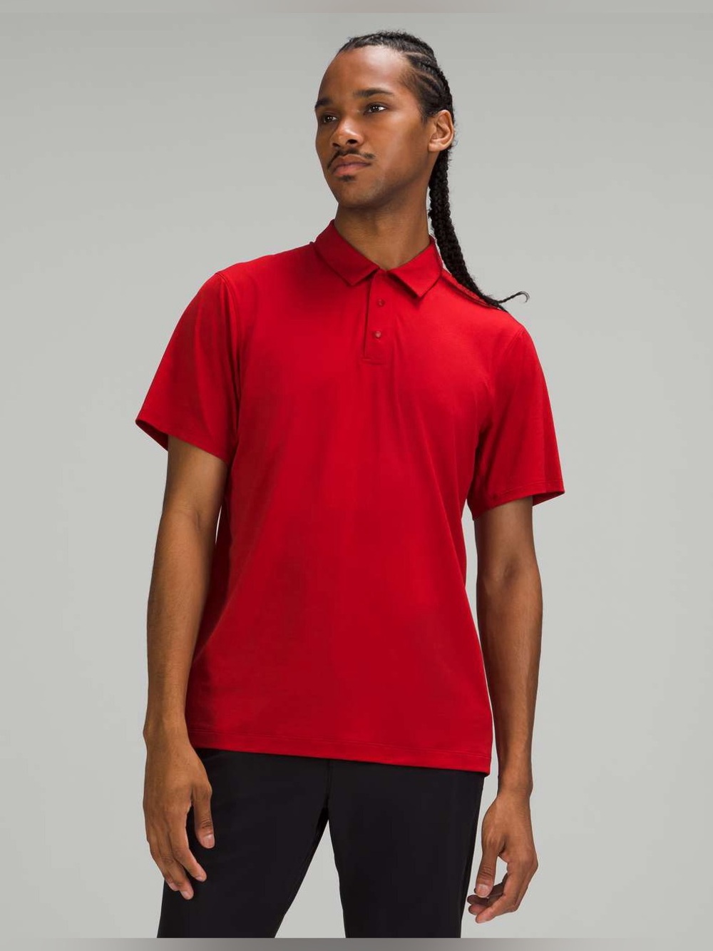 Lululemon Mens Short Sleeve Polo Shirt Red Performance Size Medium 897